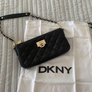 NWOT DKNY Black Nappa Quilted  Leather Handbag